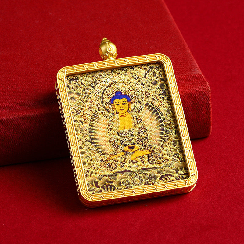 Salwosai Necklace with Metal Pendant Goddess of Mercy Gold Goddess of Mercy Thangka Goddess of Mercy China Alliance Feng Shui Amulet Goddess of Mercy Health Wealth Bar of Goddess of Mercy