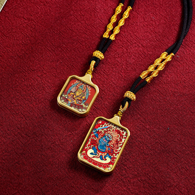 Salwosai Necklace with Metal Pendant Goddess of Mercy Gold Goddess of Mercy Thangka Goddess of Mercy China Alliance Feng Shui Amulet Goddess of Mercy Health Wealth Bar of Goddess of Mercy