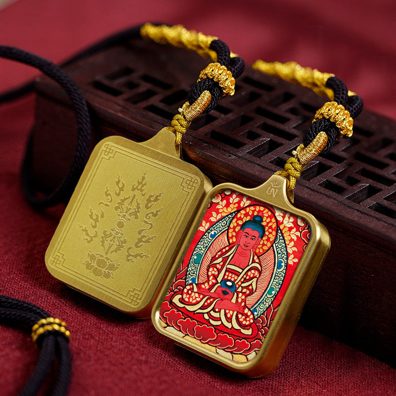 Salwosai Necklace with Metal Pendant Goddess of Mercy Gold Goddess of Mercy Thangka Goddess of Mercy China Alliance Feng Shui Amulet Goddess of Mercy Health Wealth Bar of Goddess of Mercy